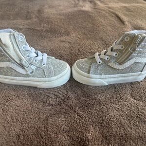 Vans Kids Silver Glitter High-Top Sneakers